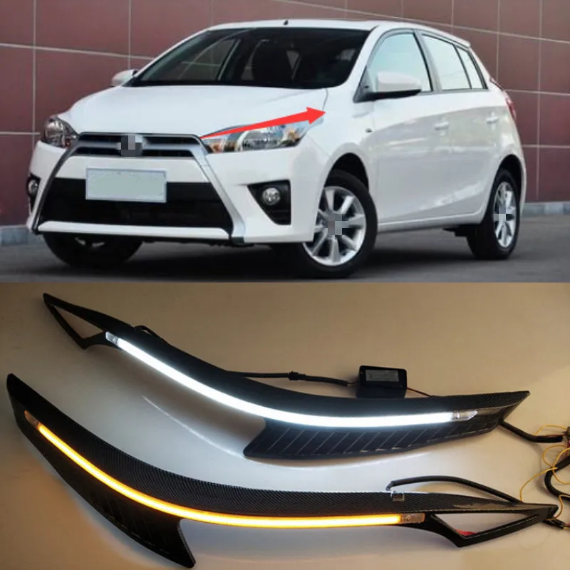 2 шт. светодиодный светильник для Toyota Yaris 2014-2017 дневной ходовой желтое реле
