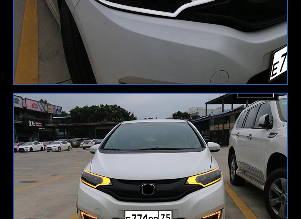 Головной фонарь для Honda FIT JAZZ GK5- фары Противотуманные фары Дневные ходовые огни DRL H7 светодиодный Биксеноновая лампа автомобильные аксессуары