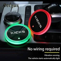 luminous car water cup coaster holder 7 colorful led atmosphere light usb charging for nissan kicks p15 auto accessories
