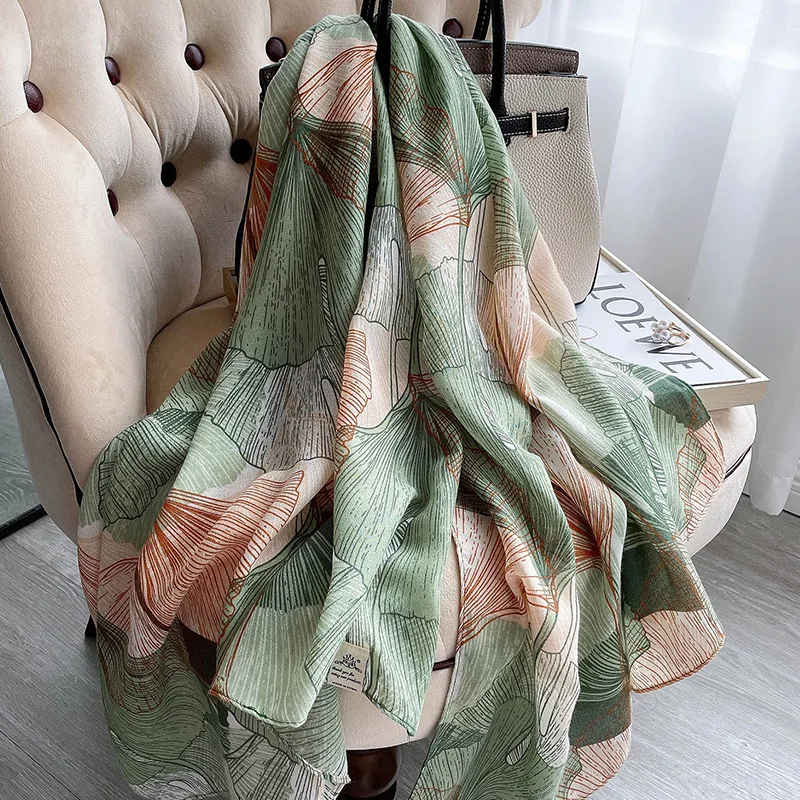 

2021 Luxury Print Winter Beach Towel Popular Flower 180X90CM Bandanna New Cotton And Hemp Shawls Fashion Sunscreen Silk Scarves