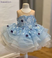 little girls birthday dresses sheer neck puffy organza beads lace flower girls dresses pageant gown