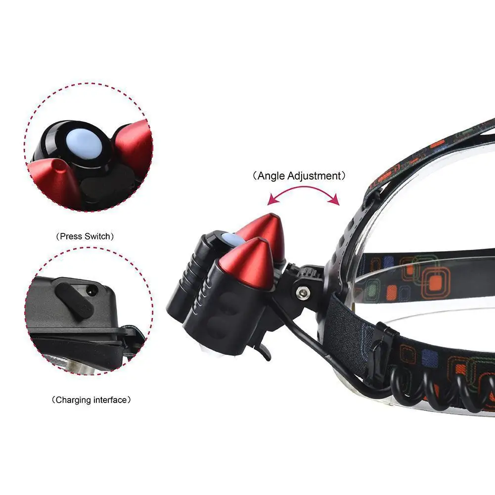 Светодиодный налобный фонарь CREE T6 + 2 * XPE красный светодиодный лазерный с 4