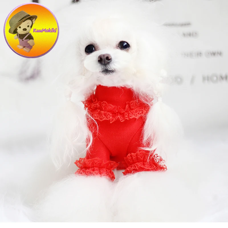 Трехцветный теплый зимний свитер для собак одежда щенков с кружевным воротником