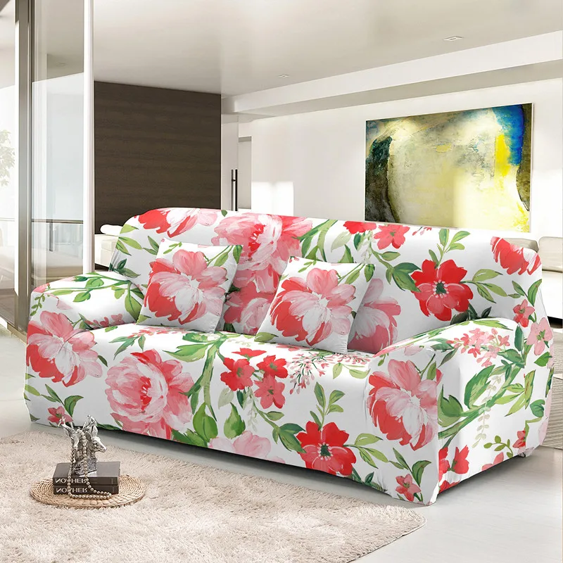 Beautiful Flowers Sofa Cover Elastic Non-Slip Universal Slipcover For All Seasons 1/2/3/4 Seater All-cover Couch Covers | Дом и сад