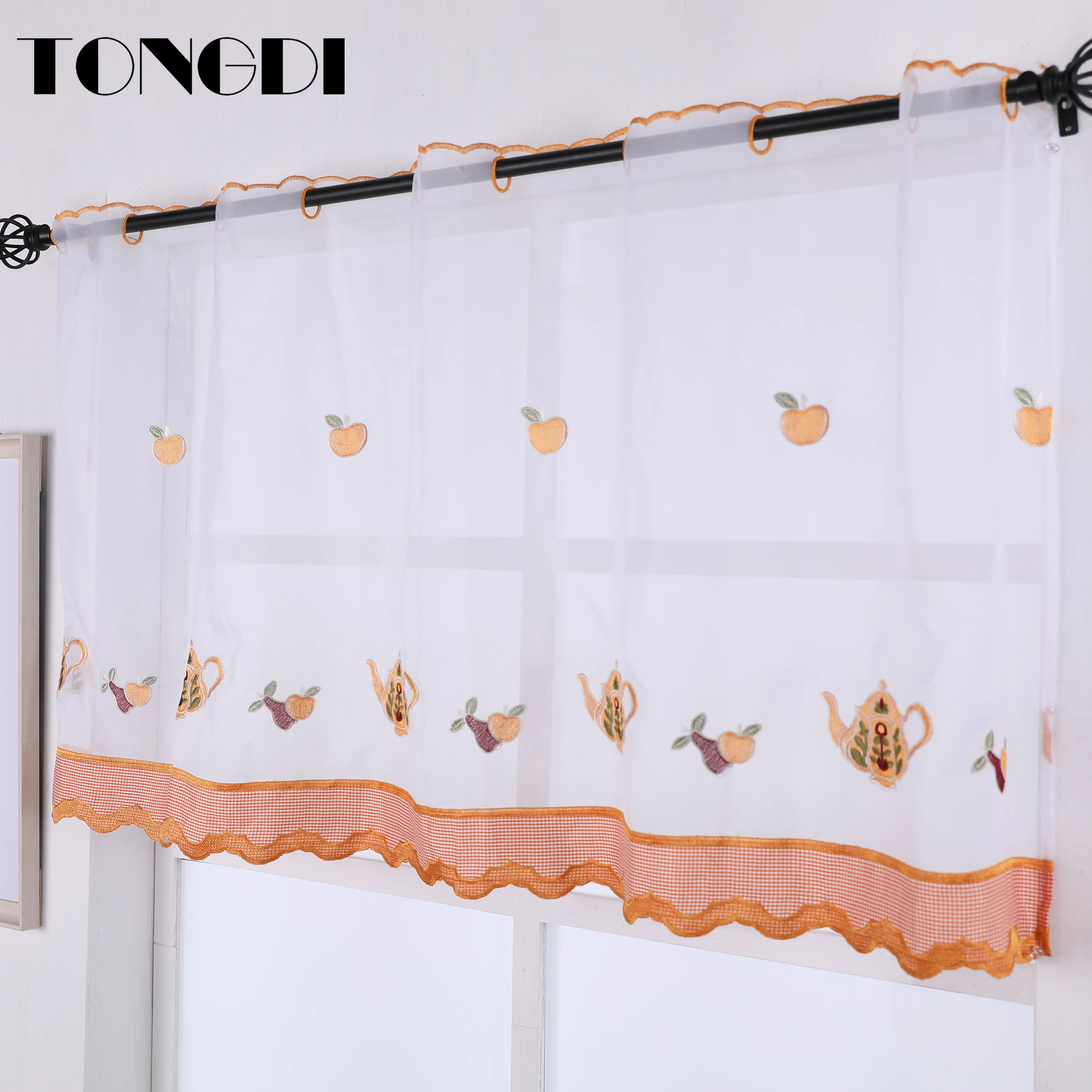 TONGDI занавеска для кухни прозрачные ярусы скотоводства фруктовое кафе тюль