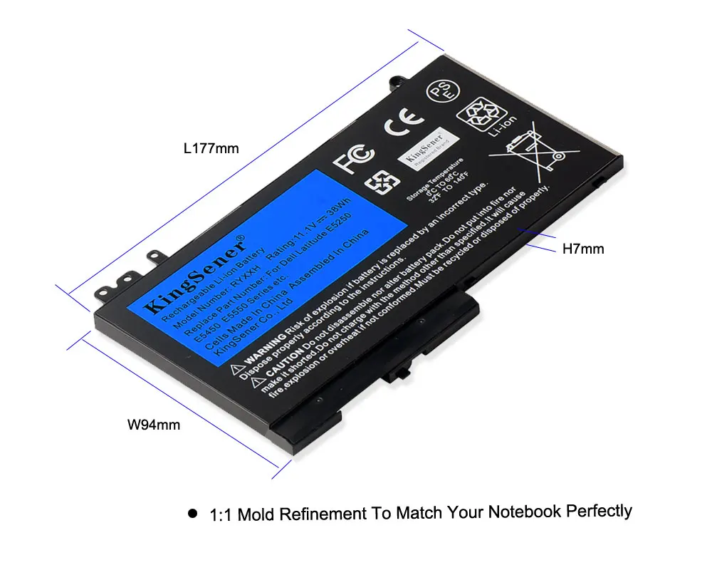 Аккумулятор KingSener RYXXH для ноутбука Dell Latitude 12 5000 11 3150 3160 E5250 E5450 E5550 M3150 Series 09P4D2 9P4D2 1 В