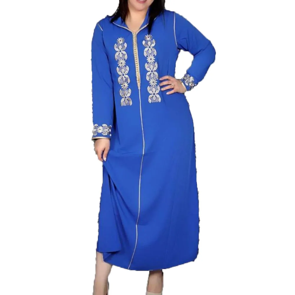 

Women's Dress Muslim Autumn New 2021 Solid Color Embroidery With Hood Long Sleeve Loose Casual Temperament Simplicity