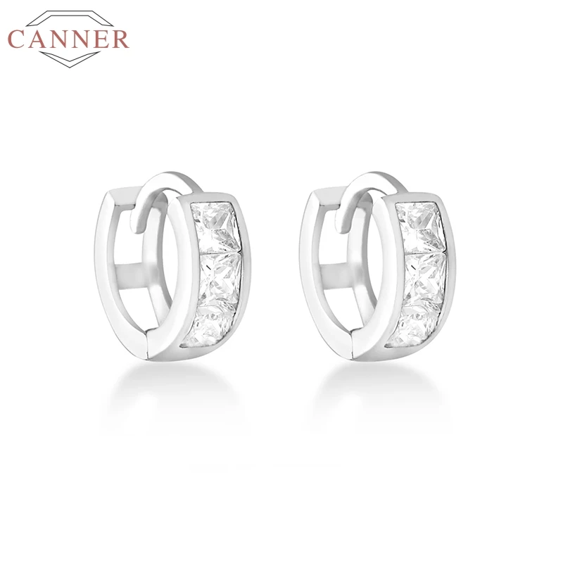 

CANNER 925 Sterling Silver Hoop Earrings For Women Zircon Earring Luxury Earings S925 Jewelry Pendientes Piercing Cartilage Aret