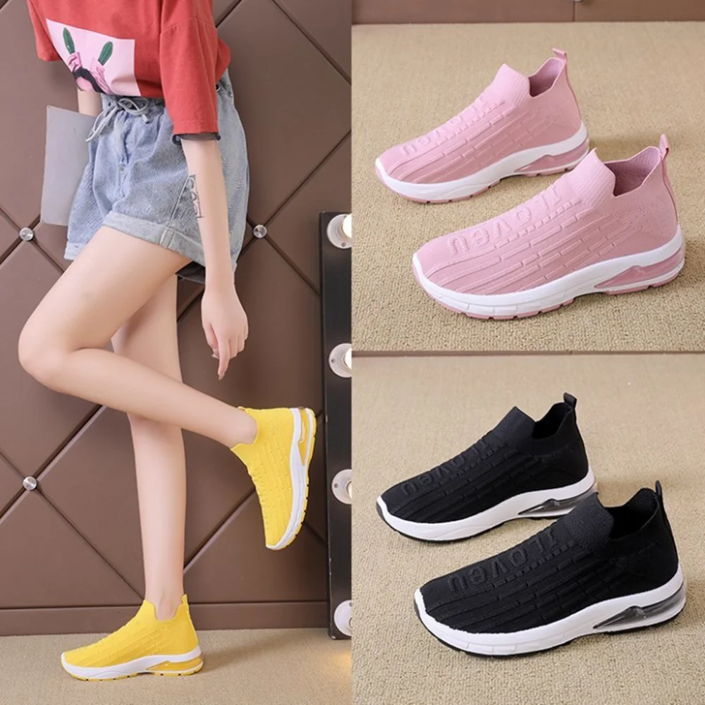 

Flying Woven Shoes Women's New Net Surface increased Cushion Couple one-foot Casual Shoes Running Sports Shoes LargeSize 42 Shoe