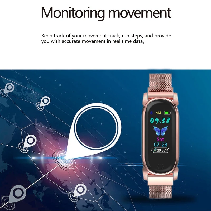 

Smart Bracelet Blood Pressure Heart Rate Temperature Fitness Tracker Sport Wristband Watch