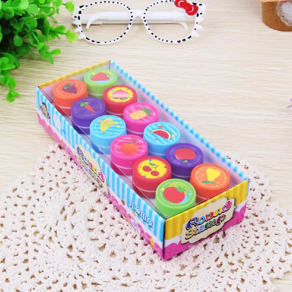 12 шт. маленькая фруктовая печать стемпер детская игрушка с цветной подарочной