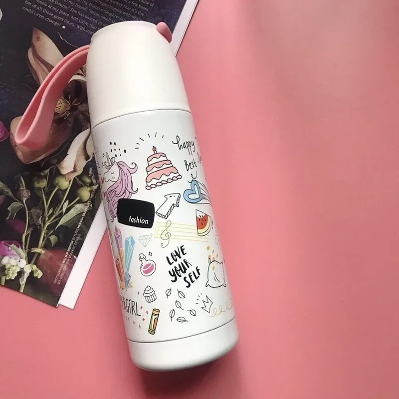 350 мл Новая красочная кружка с крышкой Термокружка термос симпатичная кофейная