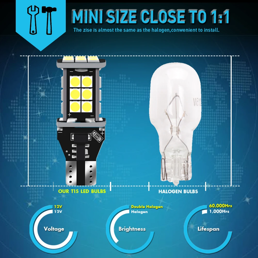 2x светодиодный обратный светильник с can bus T15 W16W Canbus для Audi A6 C5 C6 C7 A3 8P 8V A4 A8 Q3 Q5 Q7 TT R8 B5
