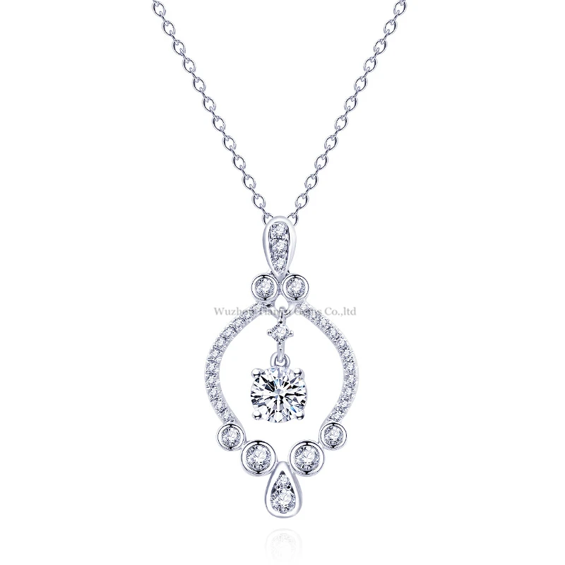 Ожерелье с подвеской из муассанита белого цвета 10 к|Ожерелья| |