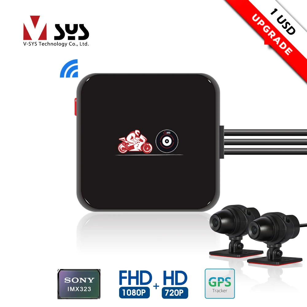 VSYS M6L P6L WiFi моторегистратор видеорегистратор для мотоцикла регистратора мото Камера на шлем Водонепроницаемый Full HD с двумя 1080P+720P
