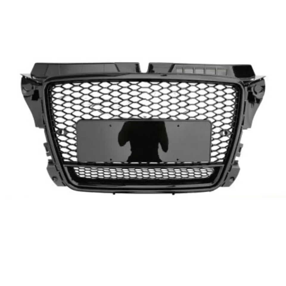 

Honeycomb Front Grille Pure Black Racing Grills for Audi A3 2009 2010 2011 2012 2013 Upgrade RS3 Style with Silvery Logo