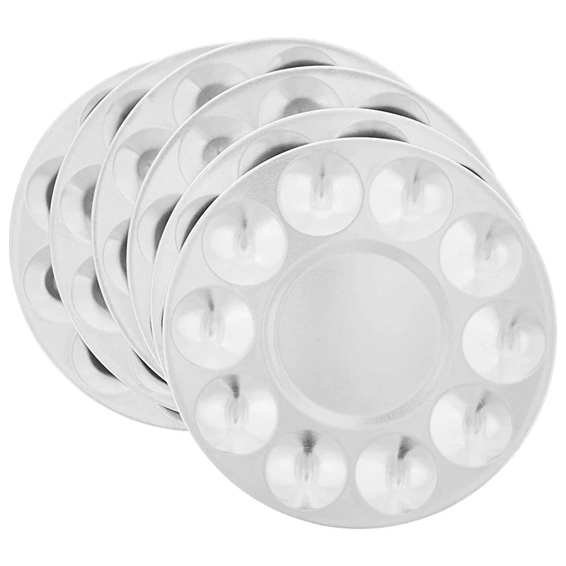 

6 шт поднос для рисования палитра художественная краска поддон круглая металлическая Палитра с 10 колодцами для акварельной краски