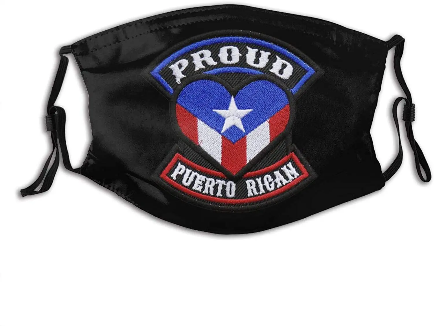 

Fashion Proud Puerto Rican Love Heart Flag Printed Mouth Covering Washable Reusable Fabric Face Mask with Filter