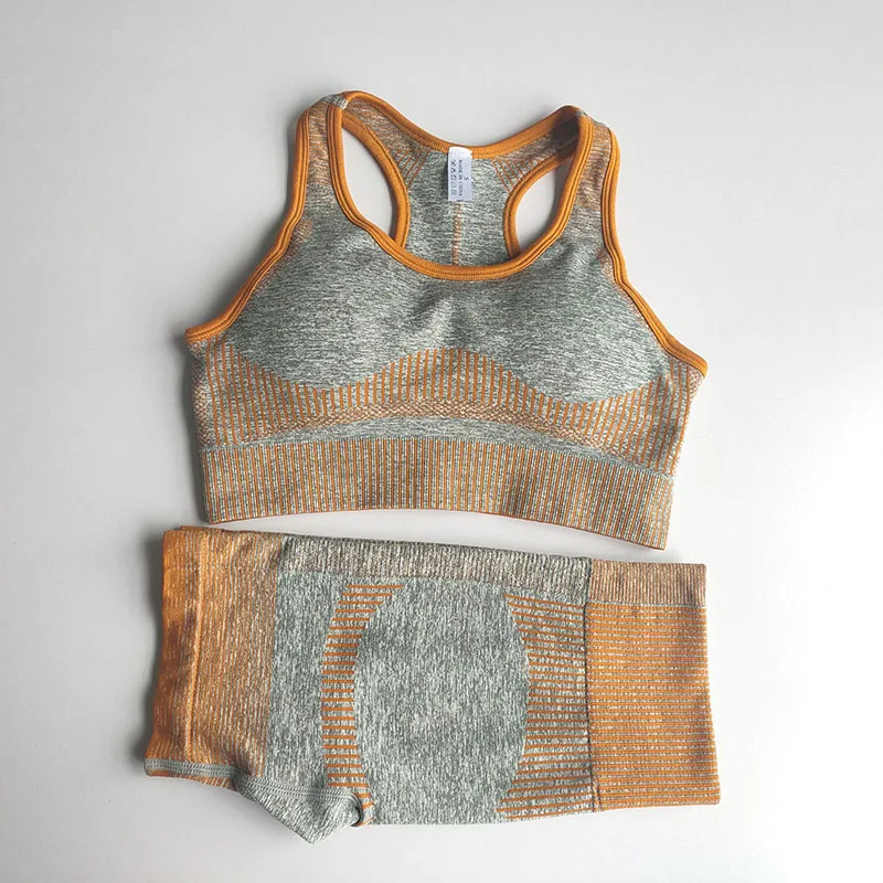Женский бесшовный комплект для йоги спортивный бюстгальтер с высокой талией