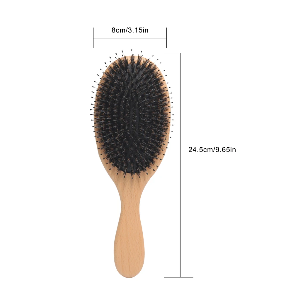 

Natural Boar Bristle Hairbrush Massage Comb Hairdressing Styling Tool Anti-Static Barber Accessories Hair Brush