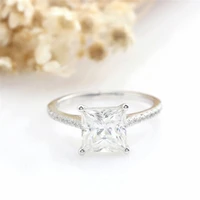 randh 7%c3%977mm 2 0carat square princess cut moissanite jewelry rings for women g14k white gold anniversary gift womens ring