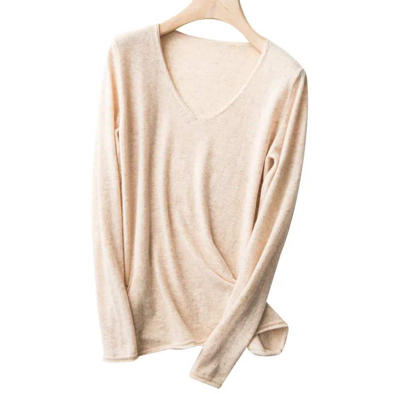 

Knitwear women's new V-neck solid color pullover sweater in autumn and winter of 2020 Long sleeve knitted wool cashmere sweater