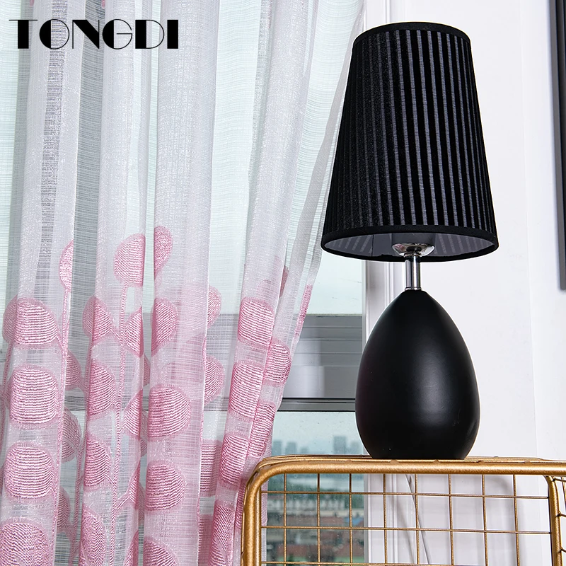 Белая Тюлевая занавеска TONGDI с принтом элегантные прозрачные украшения в виде