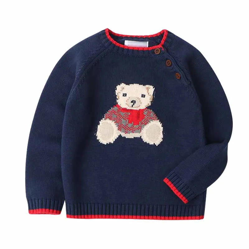 Children's Sweater Cartoon Bear Girls And Boys Kint Sweaters Autumn Winter Baby Warm Wool Tops for Kids Clothes pullover | Детская