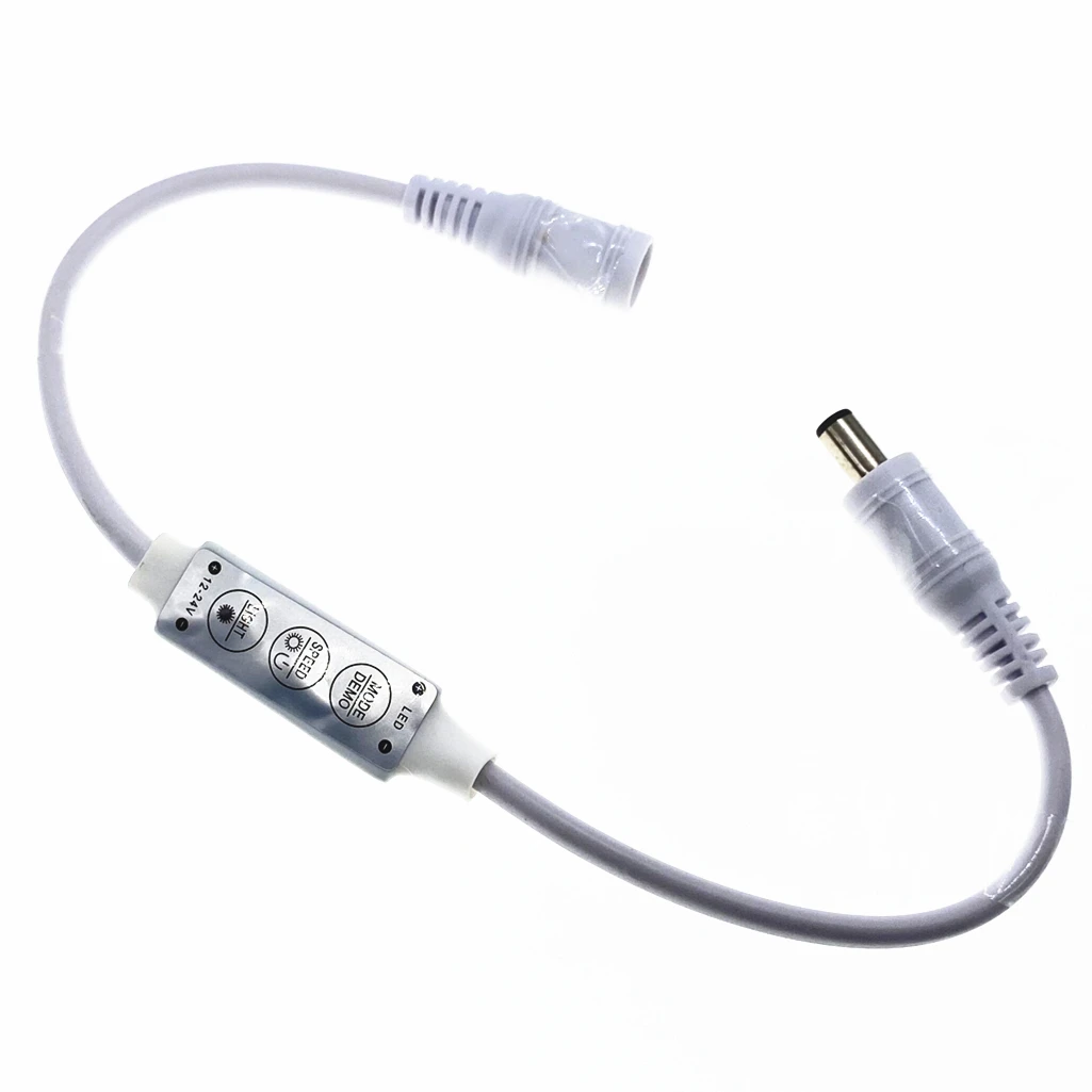 Мини белый DC 12V 24V 3 клавиши Диммер контроллер переключатель двойной разъем для