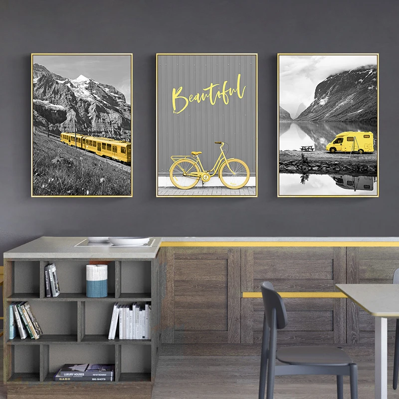 Черный и белый фотографировать пейзаж картины Домашний декор Скандинавская