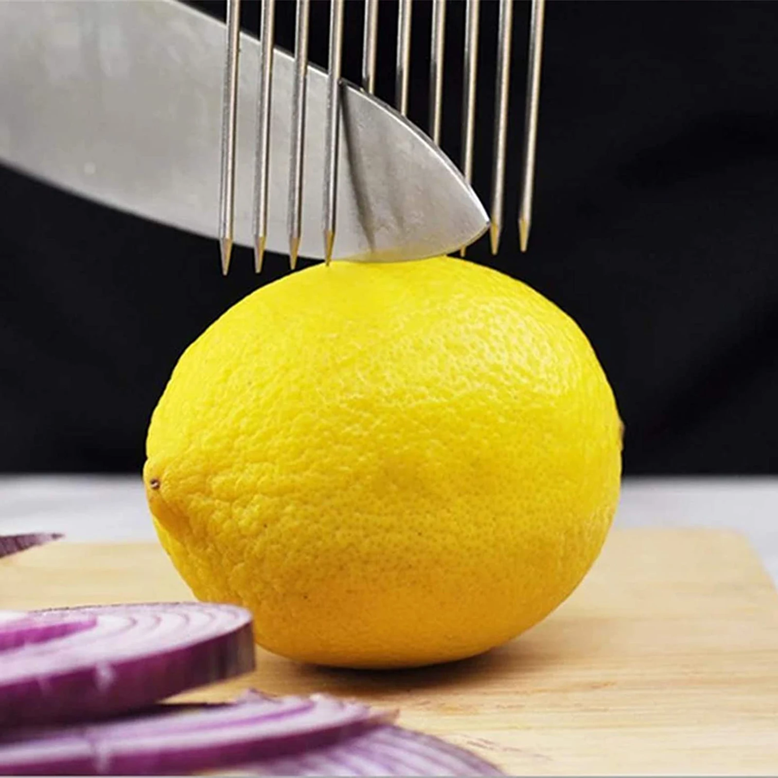 Горячая луковая игла вилка для лука овощей и фруктов резки резак томатов