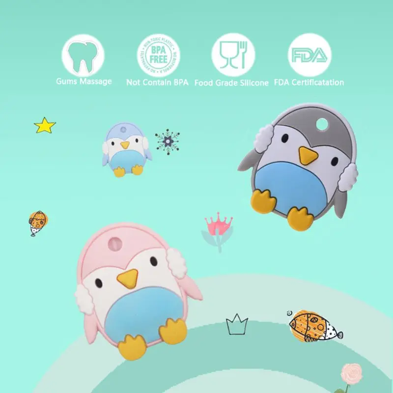 

Cute Cartoon Penguin Teether Silicone Molar Stick Baby Infant Teething Soother Toys Accessories
