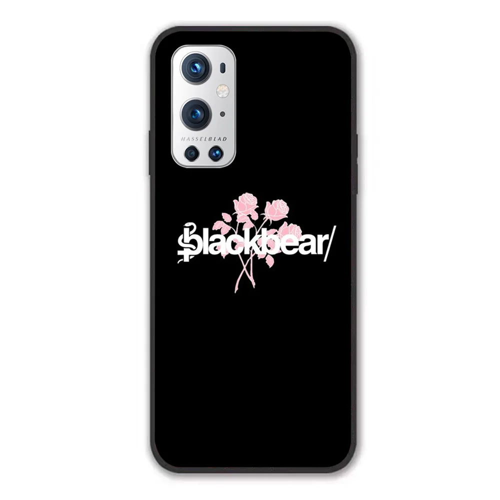 

For OnePlus Blackbear w Pink rose design Soft TPU Border OnePlus 7 7T 7Pro 8 8T 8Pro 9 9Pro Case
