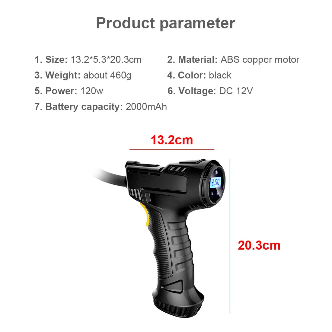 

120W Rechargeable Air Compressor Wireless Air Pump Portable Air Pump Digital Car Automatic Tire Inflation Equipment