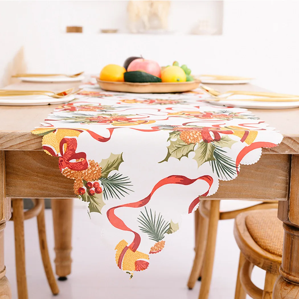 

Christmas Table Flag Living Dining Room Mat 185*35cm Cloth Printing Party Decor Hogar Y Decoracion Individuales De Mesa