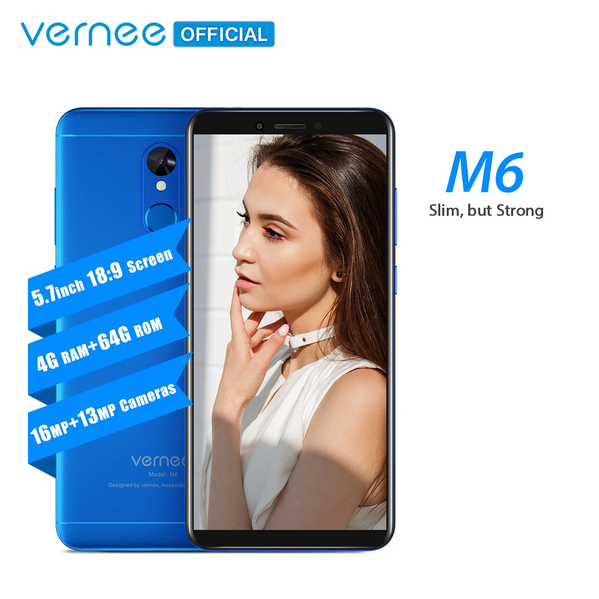Vernee M6 5 7 дюймов 4GB 64GB смартфон 16MP камеры 4 аппарат не привязан к оператору сотовой