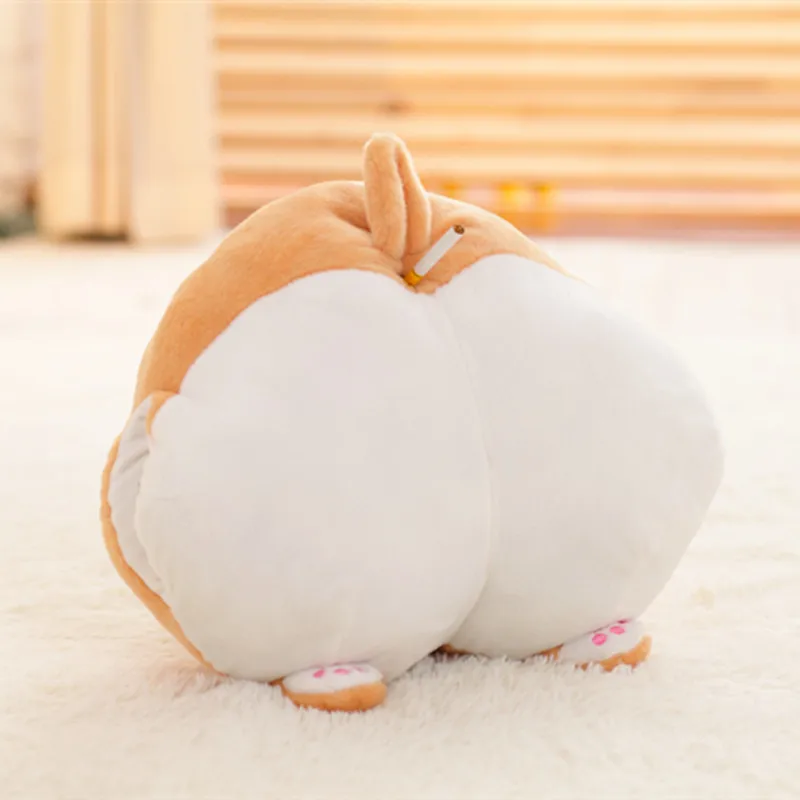 

1 pc 38*36cm Cartoon Corgi Sexy Hip Plush Pillow Stuffed Buttocks Cushion Soft Cute Animal Hand Warmer Kids Toy Gift