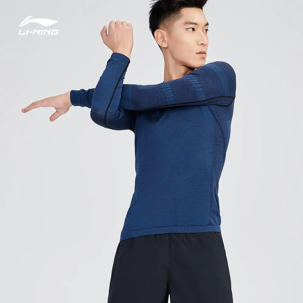 Мужская Спортивная Футболка Li Ning облегающая футболка с длинным рукавом 72% Nylong
