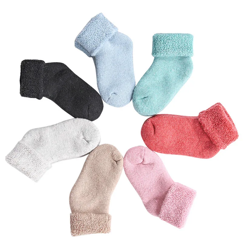 Calcetines gruesos de lana aut&eacute;ntica para beb&eacute;s, medias suaves y c&aacute;lidas para ni&ntilde;os de 0 a 7 a&ntilde;os, para Oto&ntilde;o e Invierno-0