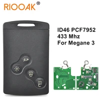 7952 chip 433mhz 4 button keyless entry auto remote control key car smart card key for renault megane 3 koleos