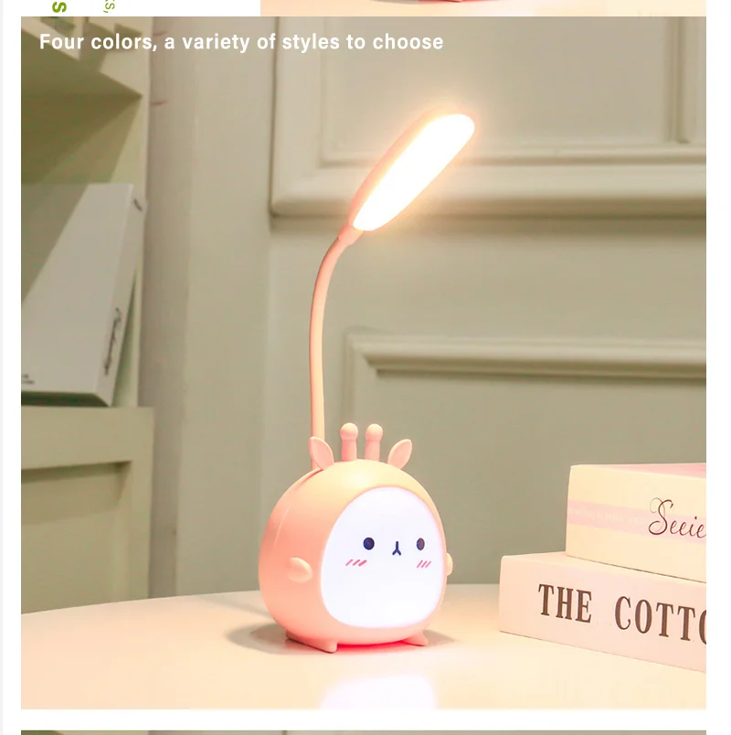 

LED Table Lamp USB Rechargeable Desk Lamp Three-speed Dimming Cute Dormitory Reading Lamp Eye Protection Bedroom Night Light ZD