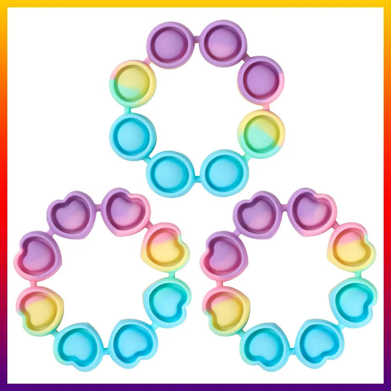 

2021 New Pop Push Bubble Bracelet Decompression Toys Colorful Fingertip Squeeze Toys Children Adult Fingertip Sensory Toys Gift