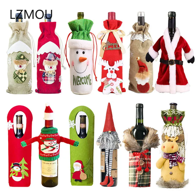 Год подарок Санта Клаус винная бутылка пылезащитный чехол Xmas Noel рождественские украшения для дома Navidad декор для обеденного стола