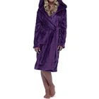 Халат женский осенний теплый махровый с длинным рукавом и капюшоном