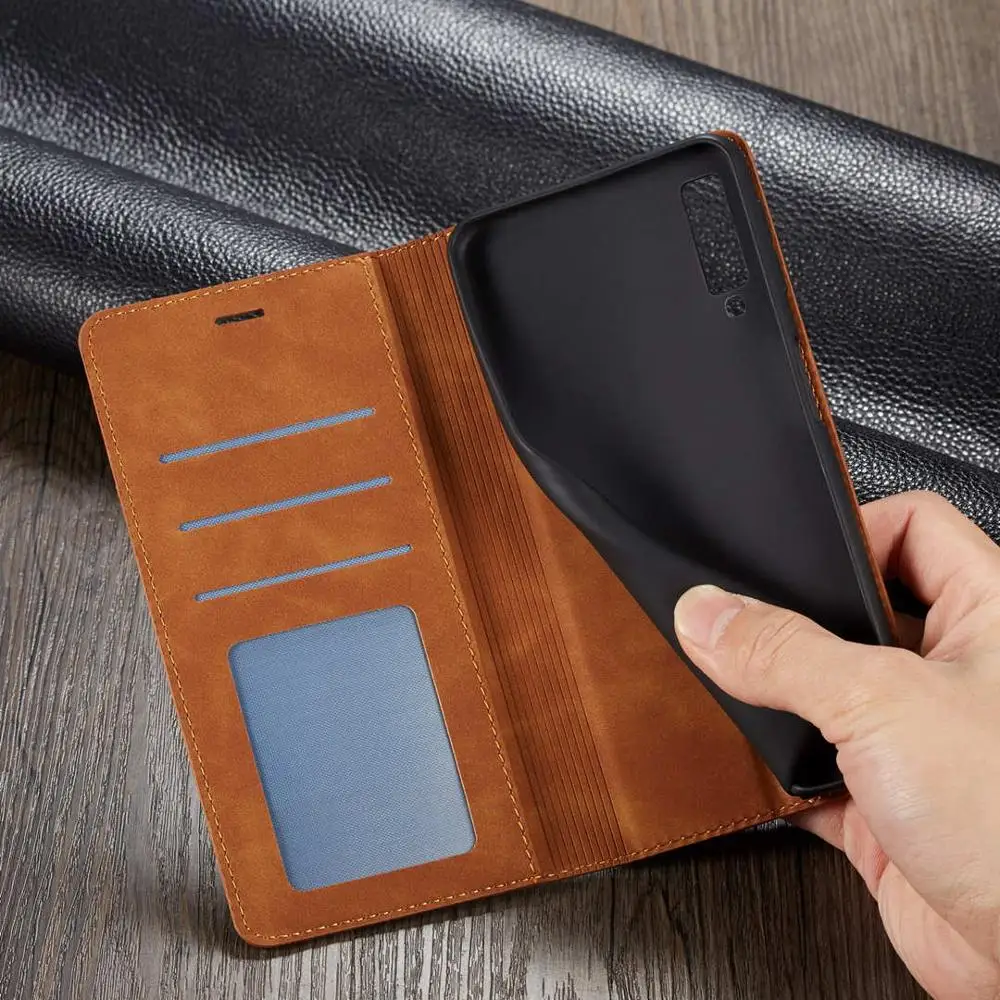 Magnetic Flip Leather Phone Case For Samsung Galaxy A7 2018 A750 A8 2018 A530 A6 2018 Wallet Card Holder Back Cover Coque Fundas