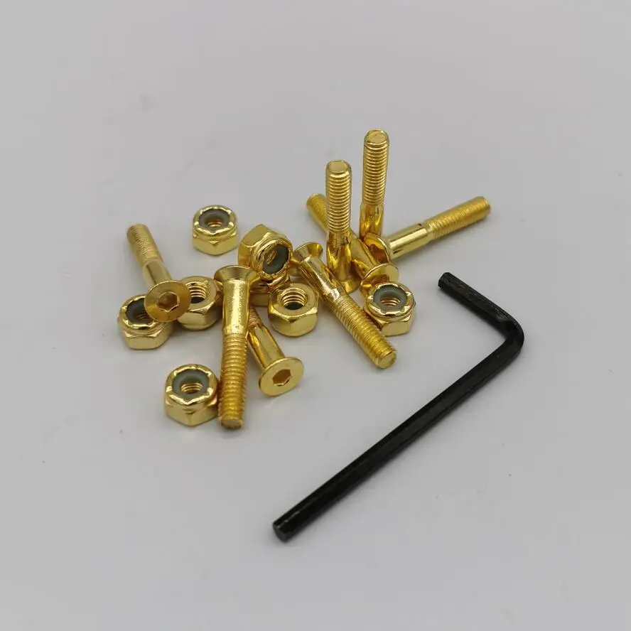 Винты для скейтборда черного и золотого цветов 1 14 дюйма 29 мм + L инструмент гайки