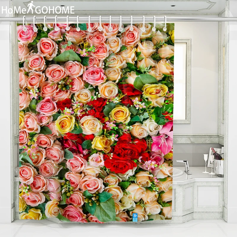 Занавеска для душа с розами большие размеры 3D занавеска ванной комнаты | Дом и сад