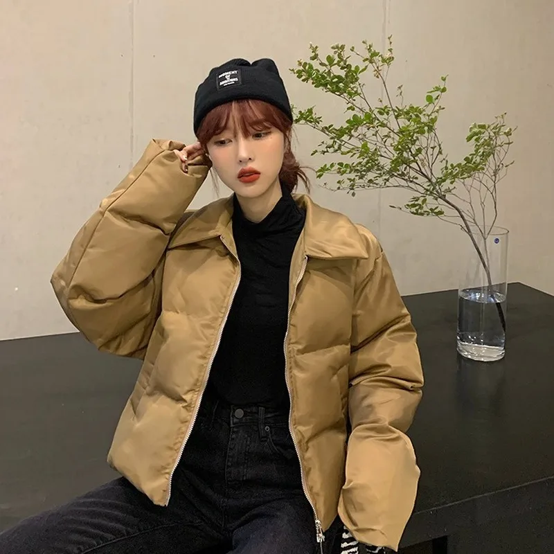 

Winter new Korean version of the short bread clothing solid color lapel casual versatile fashion warm cotton clothing trend