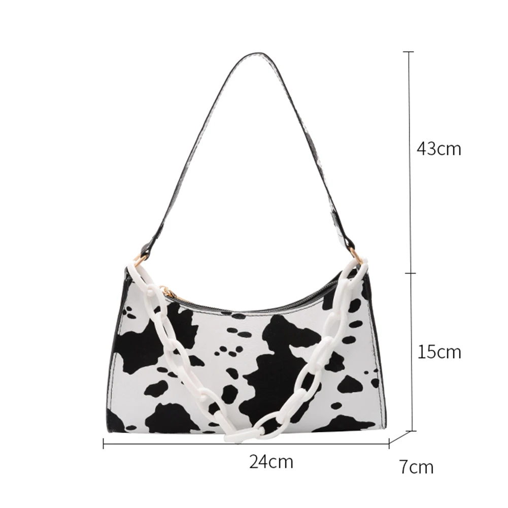 

Cow Print Underarm Shoulder Bags For Women 2020 Portable PU Acrylic Chain Messenger Bag Female Casual Street Travel Handbag