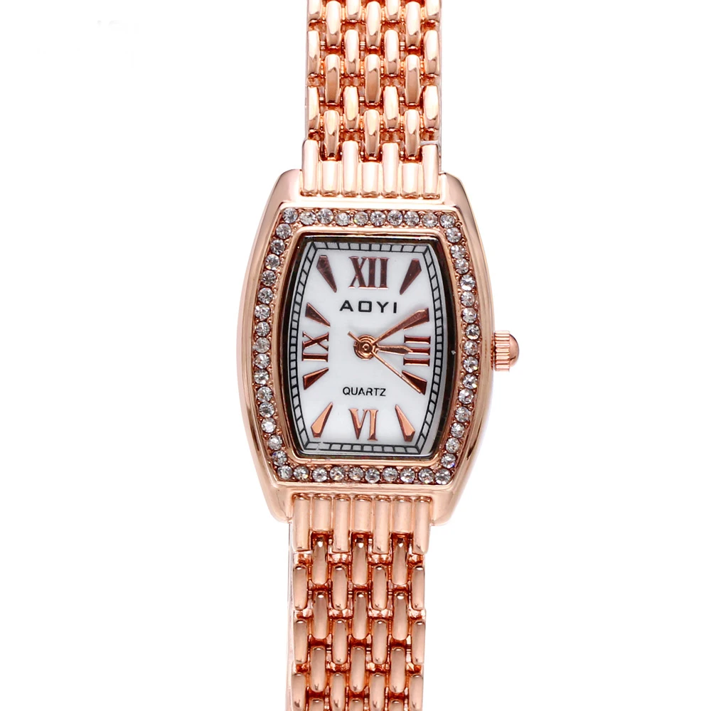 

Rose Gold Color Watch Rectangle Shape Thin Metal Band Case OL Design Classic Watches For Women